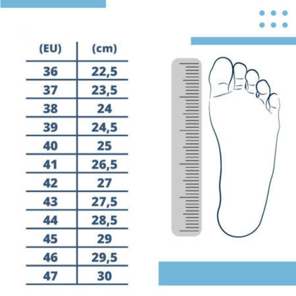 Veľkosti a rozmery froté vložiek do topánok proti poteniu EVERYDAY